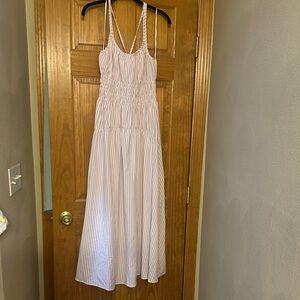 Elegant White Striped Maxi Dress